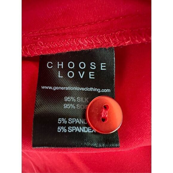 Generation Love 95% Silk Crissy Blouse in Red Size XL - Picture 9 of 12
